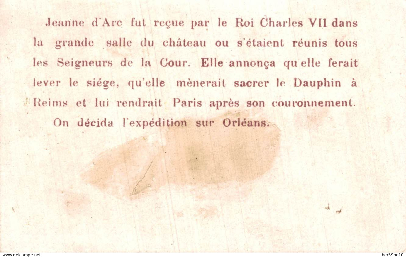 CHROMO JEANNE D'ARC RACONTE AU ROI CHARLES VII L'HISTOIRE DE SA JEUNESSE - Autres & Non Classés