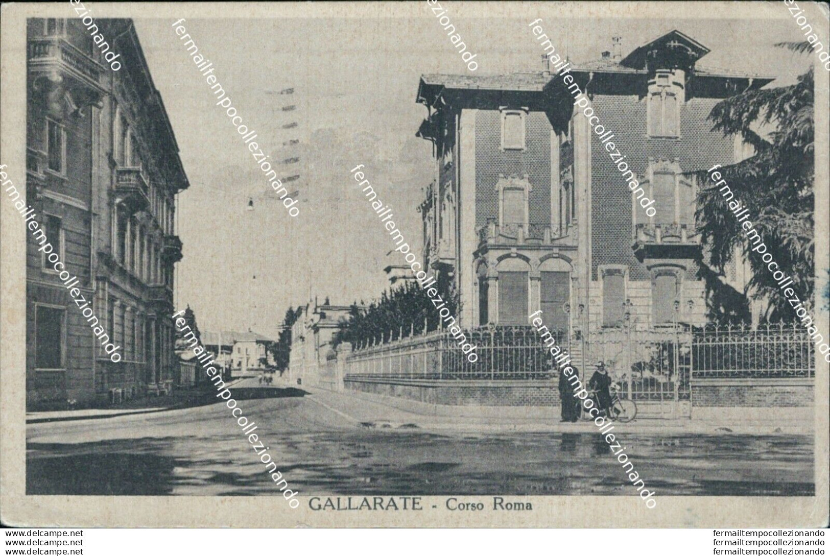 Bs204 Cartolina Gallarate Corso Roma 1936 Provincia Di Varese Lombardia - Varese