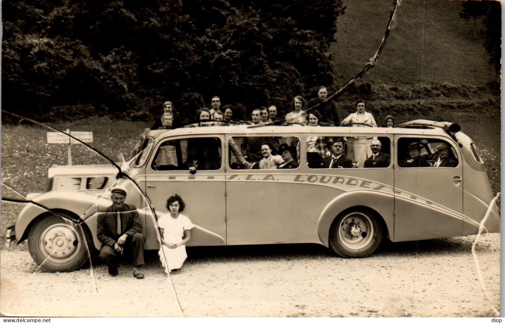 CP Carte Photo D&#039;&eacute;poque Photographie Vintage Bus Car Autocar Angers  - Paare