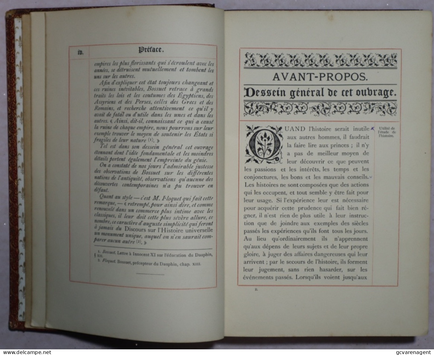 DISCOURS SUR L'HISTOIRE UNIVERSELLE 1898 PAR BOSSUET  - DESCLEE DE BROUWER  462 PAGES BON ETAT   ZIE AFBEELDINGEN - 1801-1900