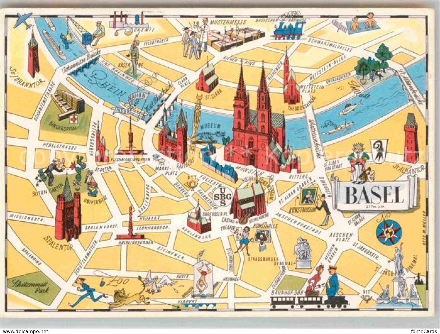 12734289 Basel BS Stadtpanorama Muenster Rhein Basel - Sonstige & Ohne Zuordnung