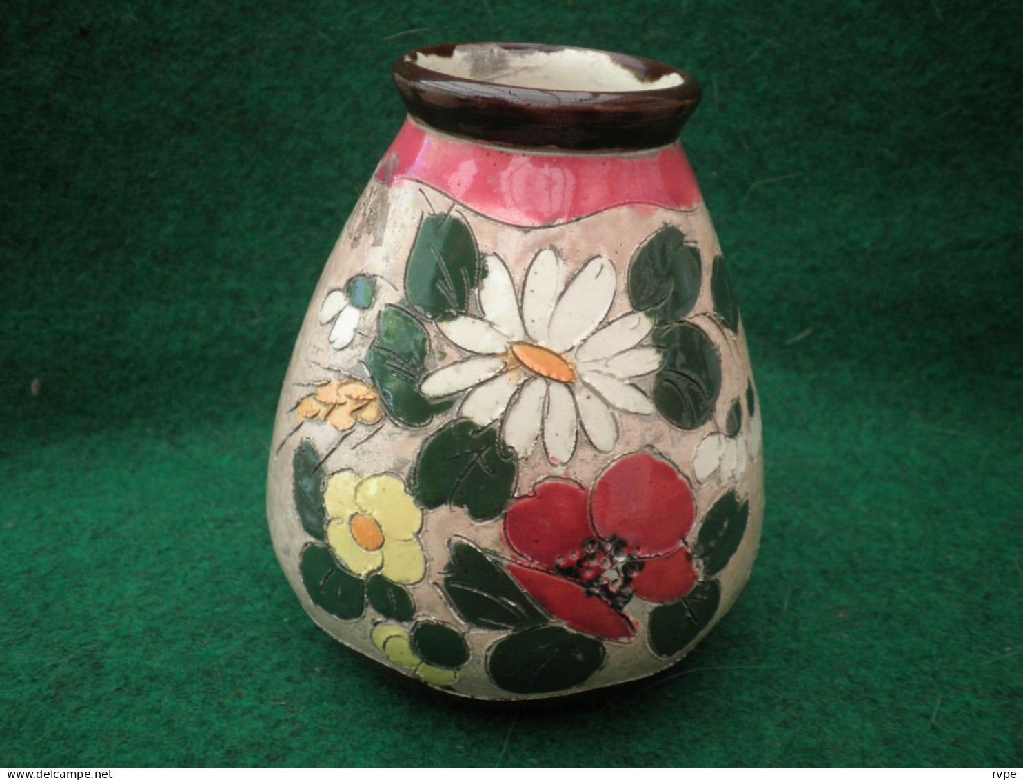 Vase Pot à Décor Floral - Céramique Massier à Vallauris - Hauteur 13,5 Cm - Andere & Zonder Classificatie