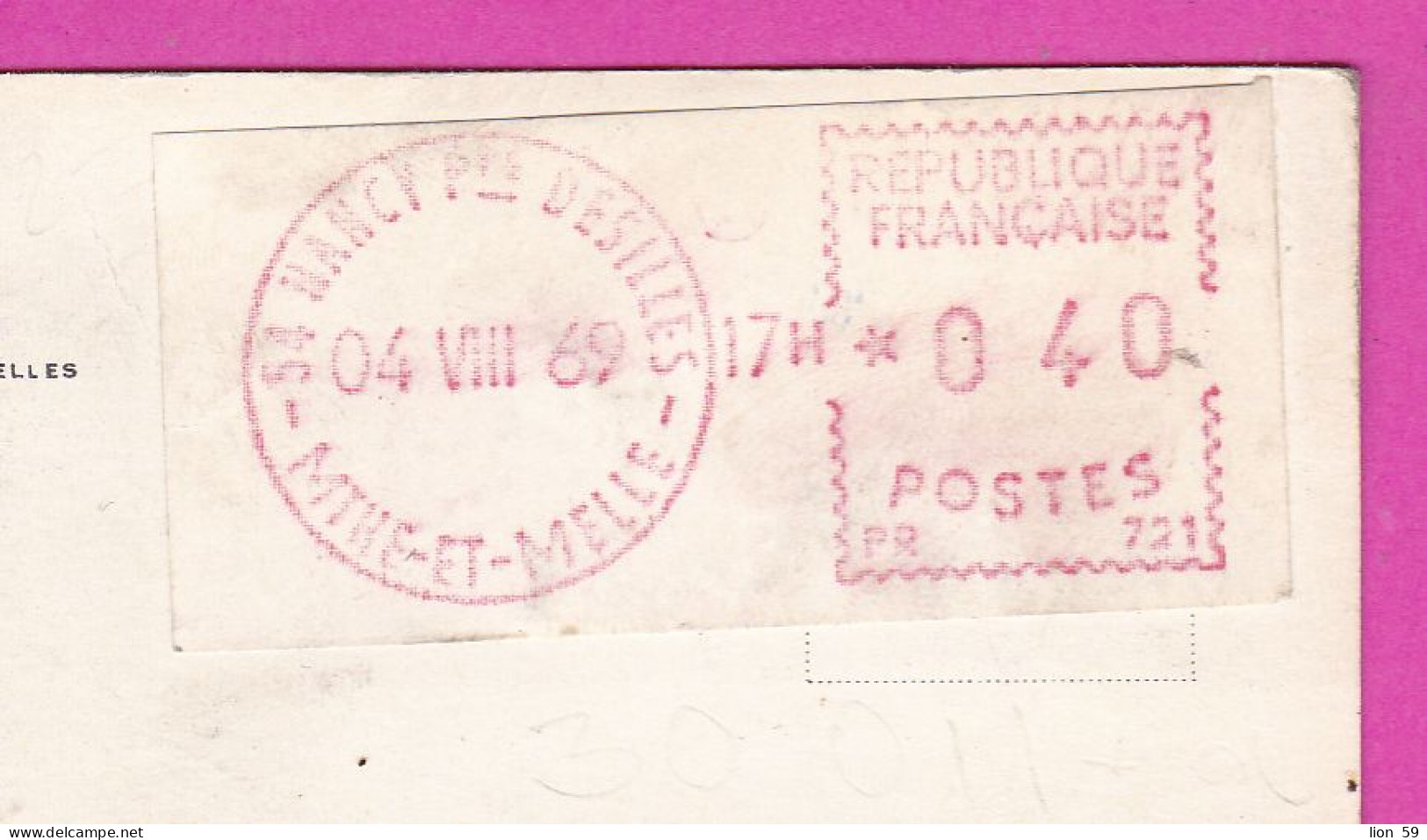 294104 / France - PARIS Place De L'Opéra PC 1969 NANCY Desilles USED 0.40 Fr. - 04.08.1969 Machine Stamps (ATM) - 1969 Montgeron – Papier Blanc – Frama/Satas