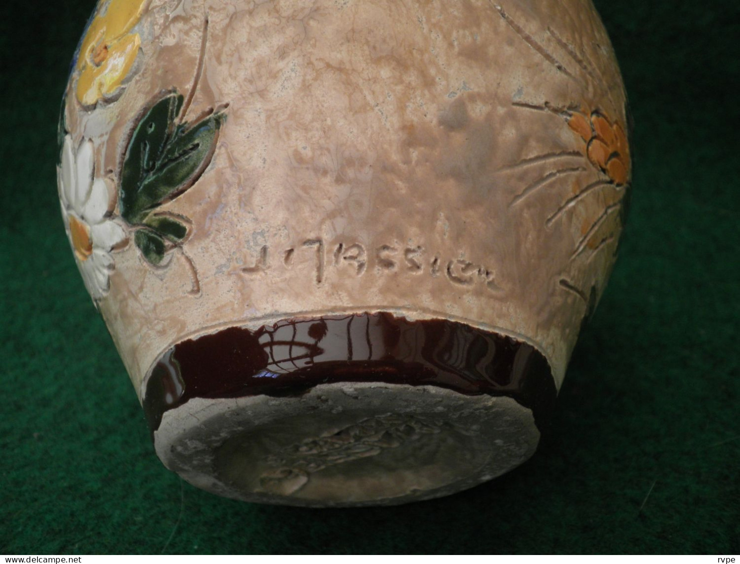 Vase Pot Pichet à Décor Floral - Céramique Massier à Vallauris - Hauteur 17 Cm - Altri & Non Classificati