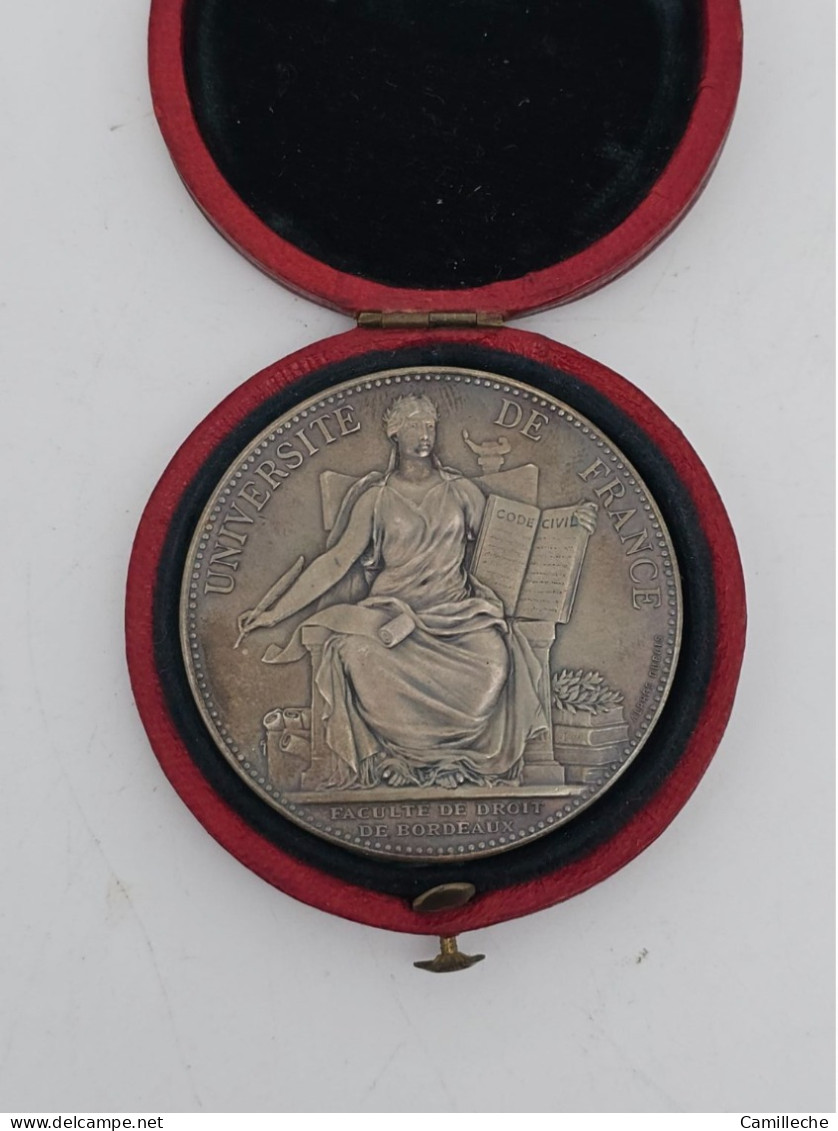 Alphee Dubois Médaille Argent Faculté Droit Civil Bordeaux XIXeme 1899 - Professionnels / De Société