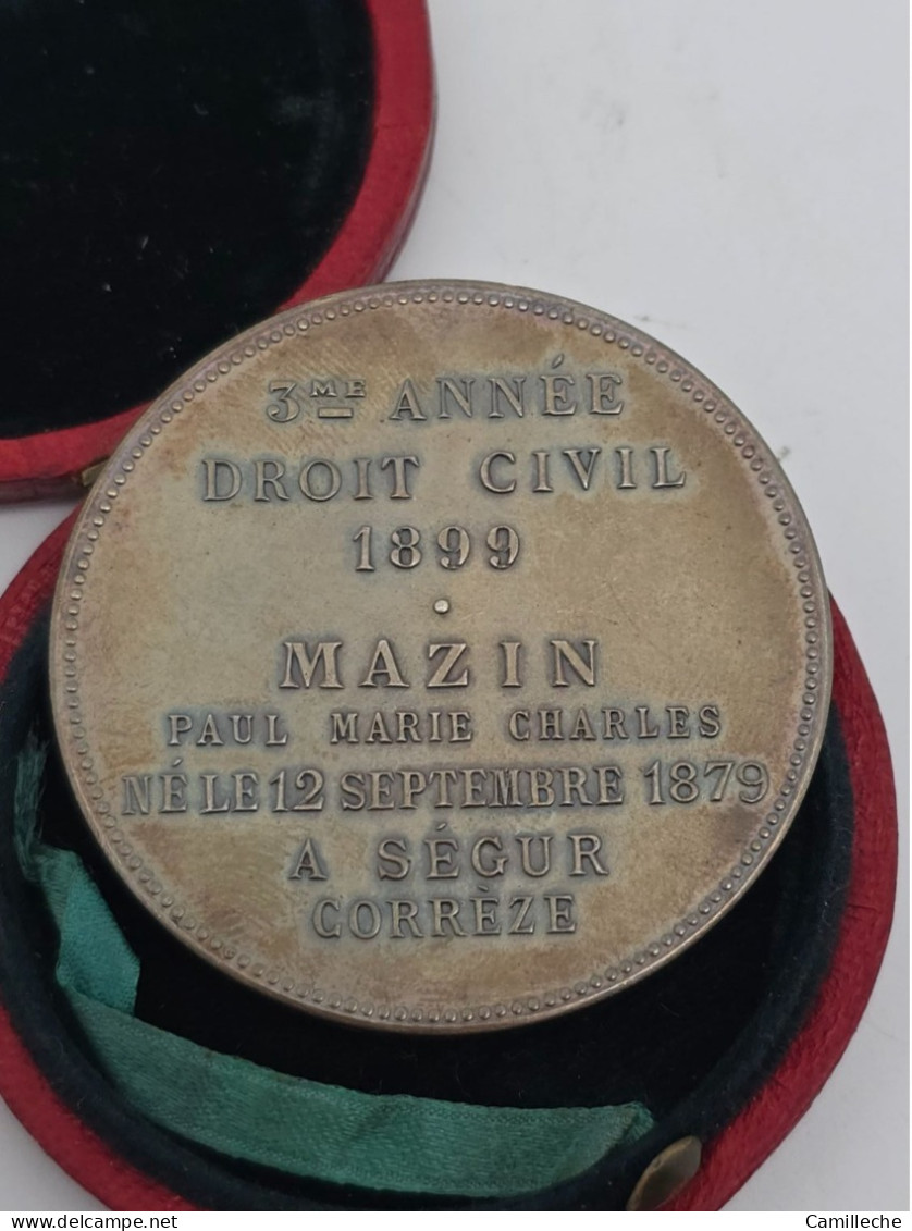 Alphee Dubois Médaille Argent Faculté Droit Civil Bordeaux XIXeme 1899 - Professionals/Firms