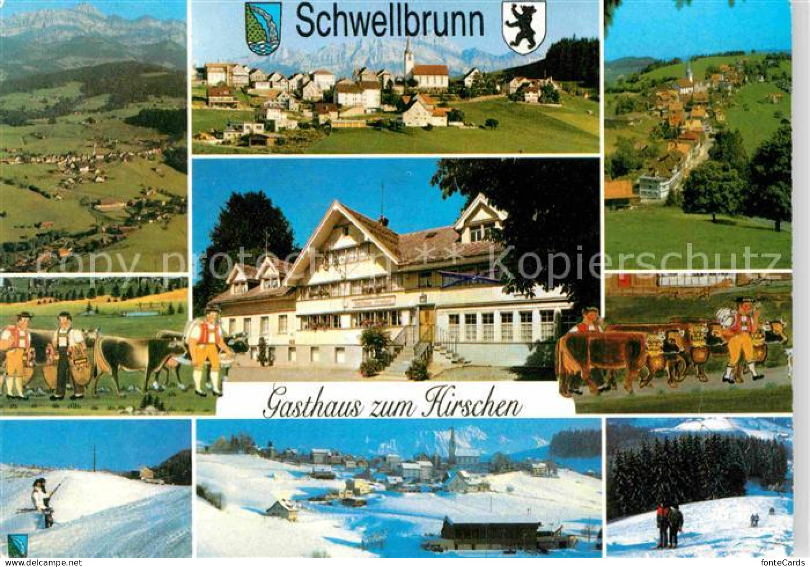 12733159 Schwellbrunn Gasthaus Zum Hirschen Ortsansicht Mit Kirche Wintersportpl - Autres & Non Classés