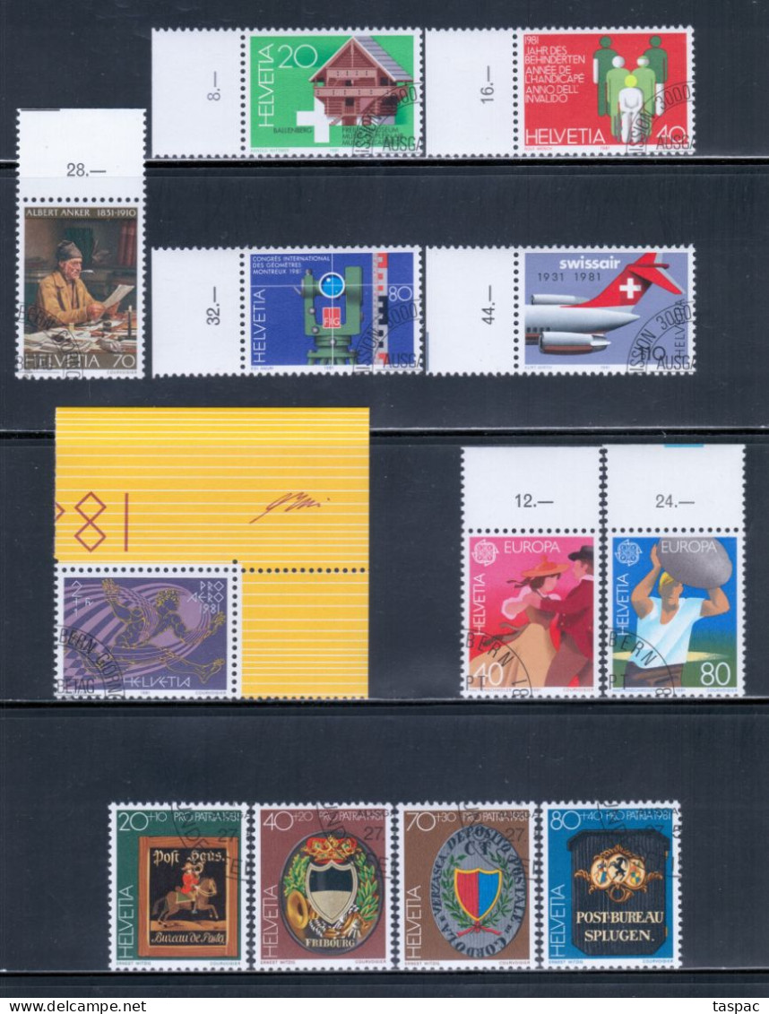 Switzerland 1981 Complete Year Set - Used (CTO) - 23 Stamps (please See Description) - Oblitérés