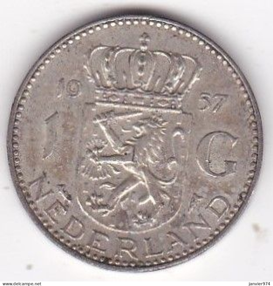 Pays-Bas 1 Gulden 1957 Juliana , En Argent, KM# 184 - 1948-1980 : Juliana