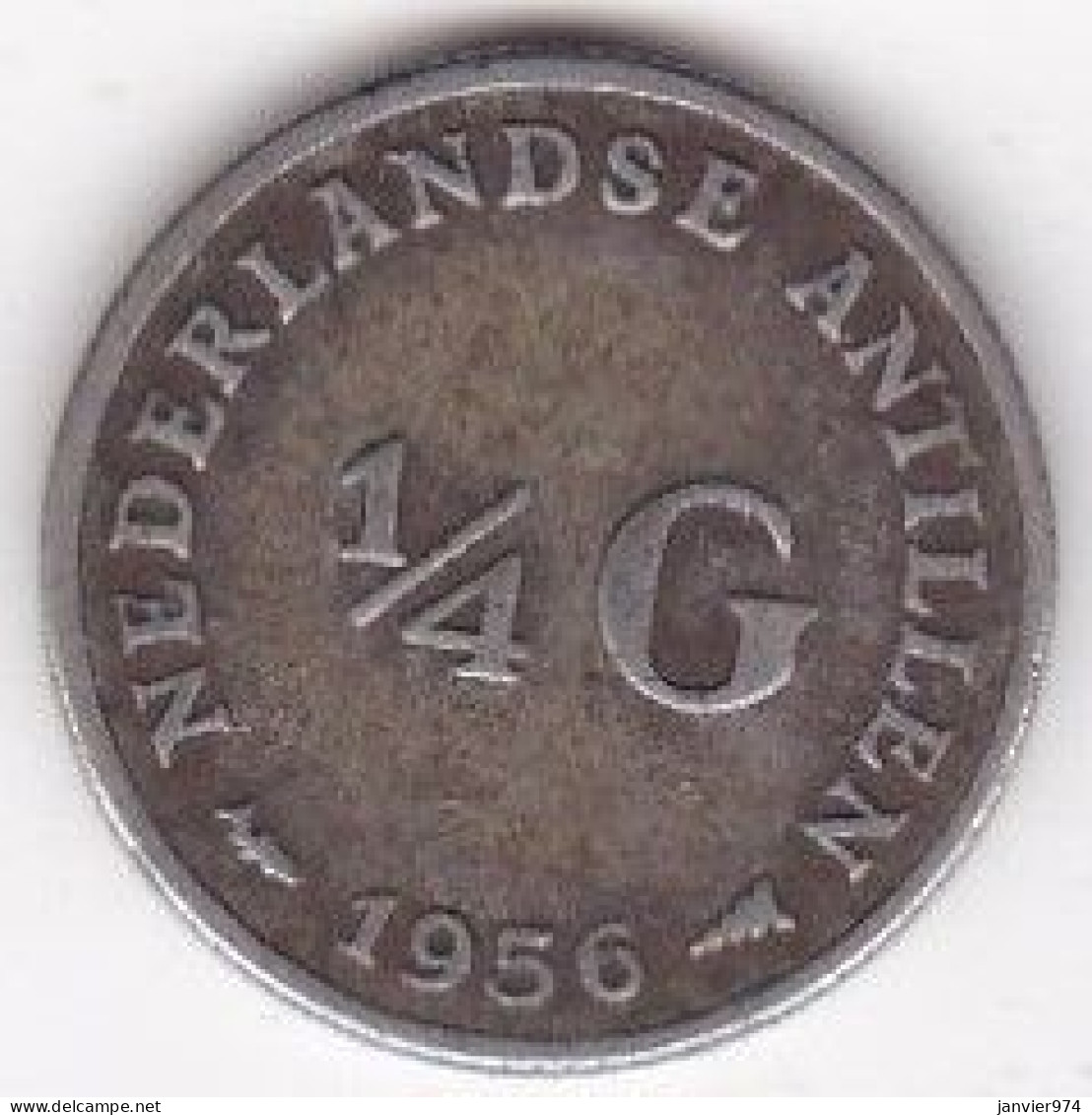 Antilles Néerlandaises 1/4 Gulden 1956, Juliana, En Argent, KM# 4 - Antille Olandesi