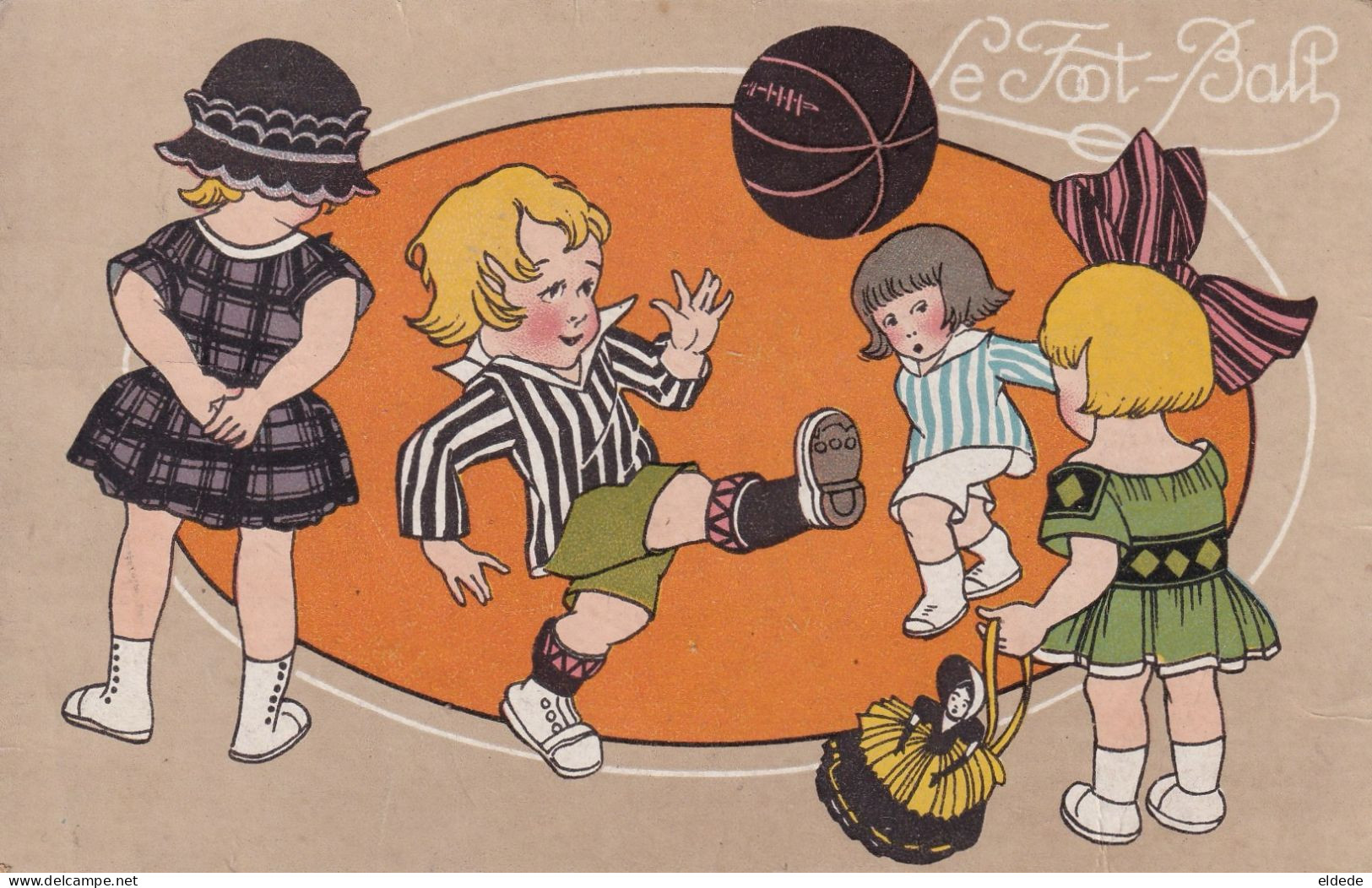 Art Card Foot Ball Football Kids Playing  Doll Enfants Jouant Au Foot - 1900-1949