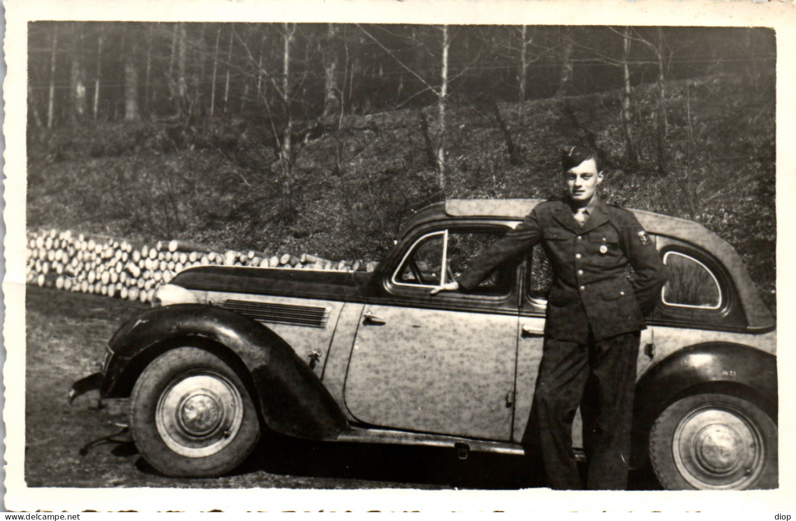Photographie Photo Vintage Snapshot Amateur Automobile Voiture Auto Militaire  - Cars