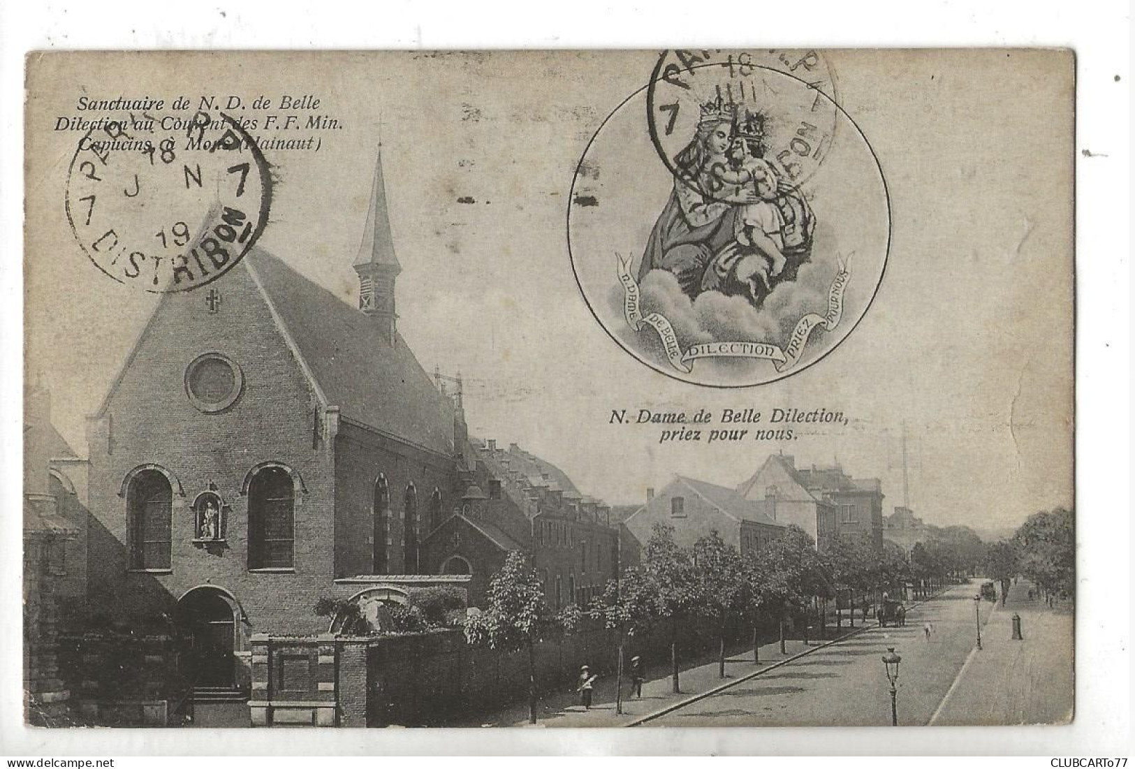 Mons (Belgique, Hainaut) : Notre-Dame De Belle Dilection, Rue André Masquelier En 1919 (animé) PF - Mons