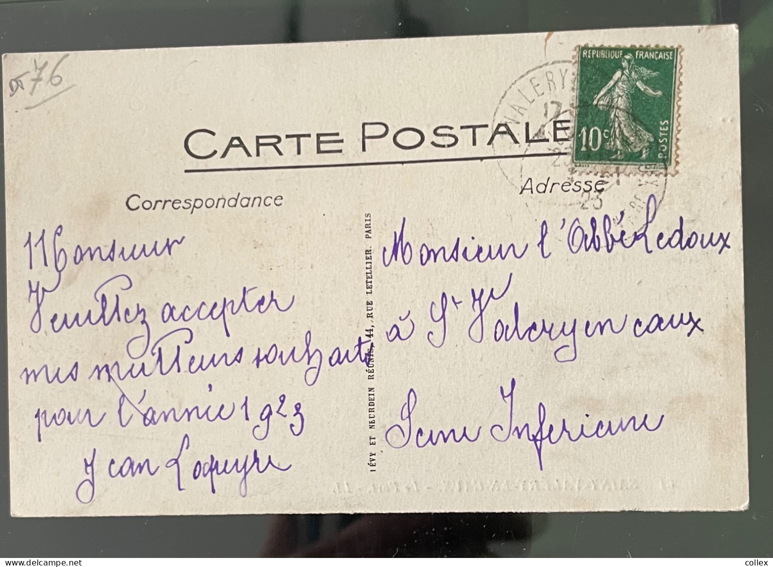 76 SAINT VALÉRY EN CAUX / LE PORT À LA BELLE ÉPOQUE ( 1923 ) À NOTER: UN STEAMER ANGLAIS PRÊT À CHARGER DES GALETS / TTB - Andere & Zonder Classificatie