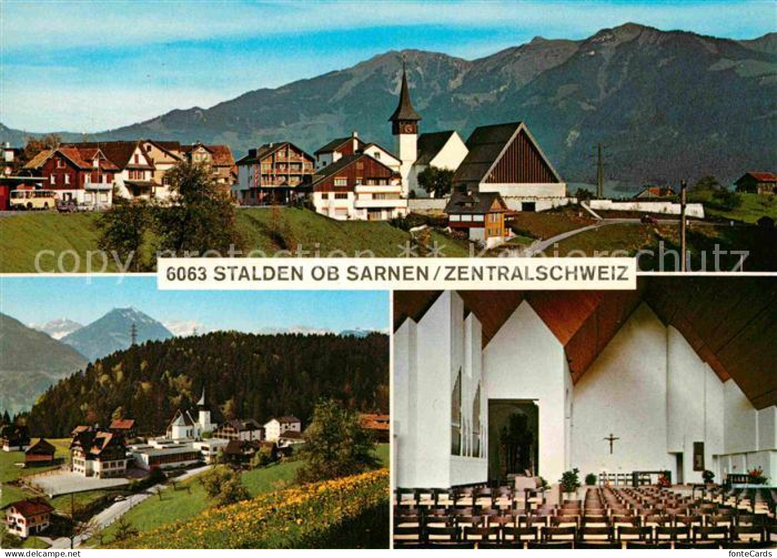 12727059 Stalden OW Ortsansicht Mit Kirche Innenansicht Alpen Stalden OW - Sonstige & Ohne Zuordnung