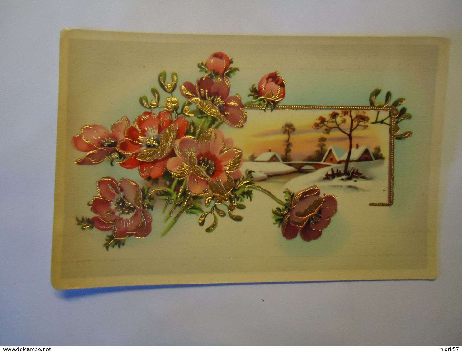 ITALY POSTCARDS  RELIEF STATUE FLOWERS  CHRISTMAS COLDEN COLOURS - Other & Unclassified