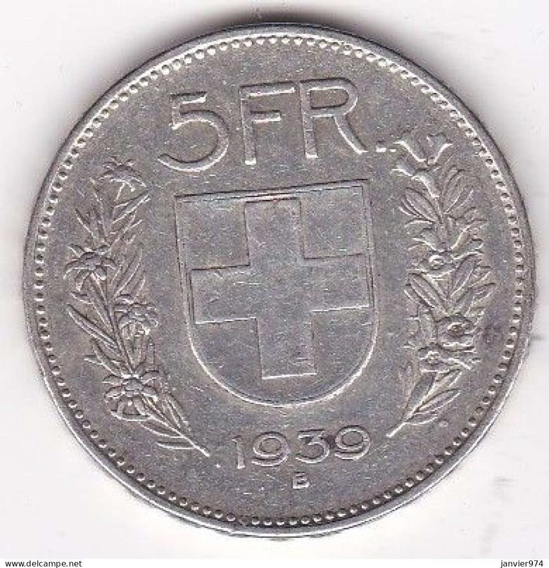 Suisse 5 Francs 1939 B En Argent - 5 Francs