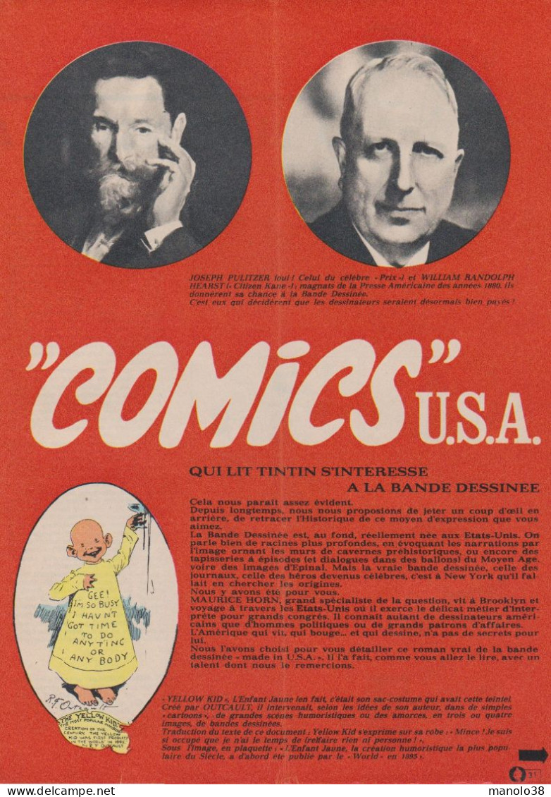 Comics USA. La Bande Dessinée Américaine. BD. Reportage De Maurice Horn. 1er Chapitre; Les Origines. 1970. - Historische Documenten