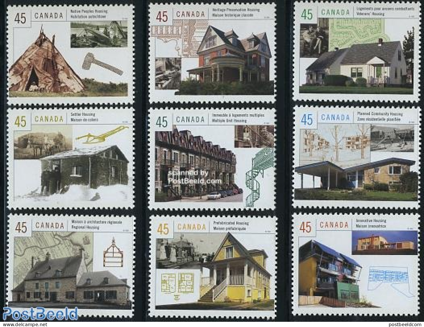 Canada 1998 Living In Canada 9v, Mint NH, Art - Modern Architecture - Ungebraucht