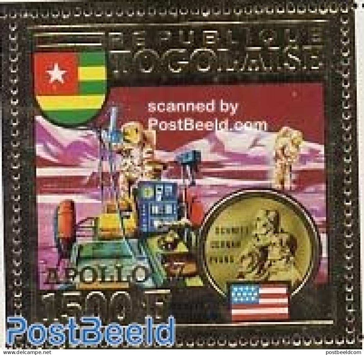 Togo 1973 Apollo 17 1v, Gold, Mint NH, Transport - Space Exploration - Togo (1960-...)