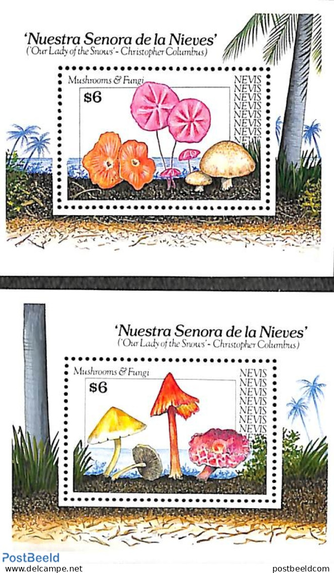 Nevis 1991 Mushrooms 2 S/s, Mint NH, Nature - Mushrooms - Pilze