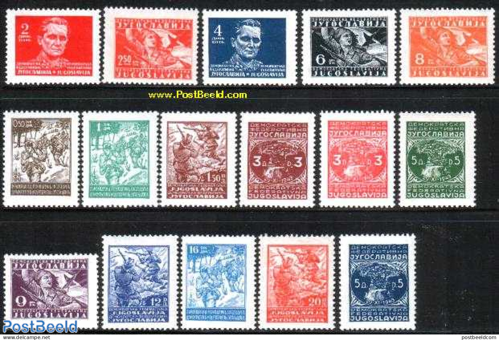 Yugoslavia 1945 Definitives 16v, Mint NH - Neufs