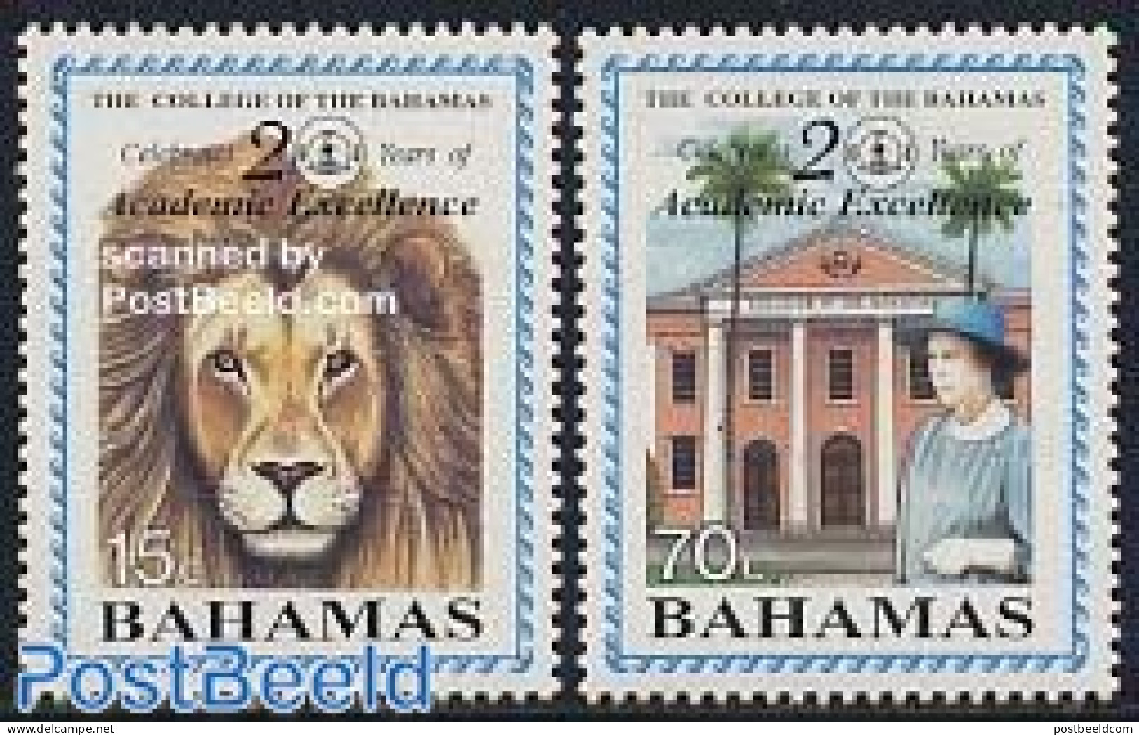 Bahamas 1995 College 2v, Mint NH, Nature - Science - Animals (others & Mixed) - Cat Family - Education - Other & Unclassified