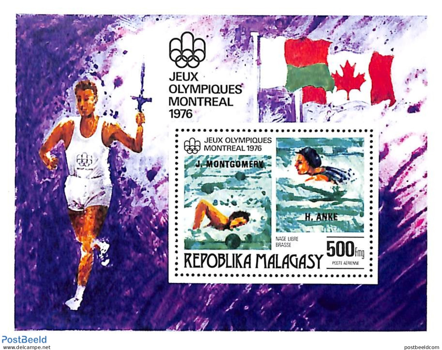 Madagascar 1976 Olympic Winners S/s, Mint NH, Sport - Olympic Games - Swimming - Swimming