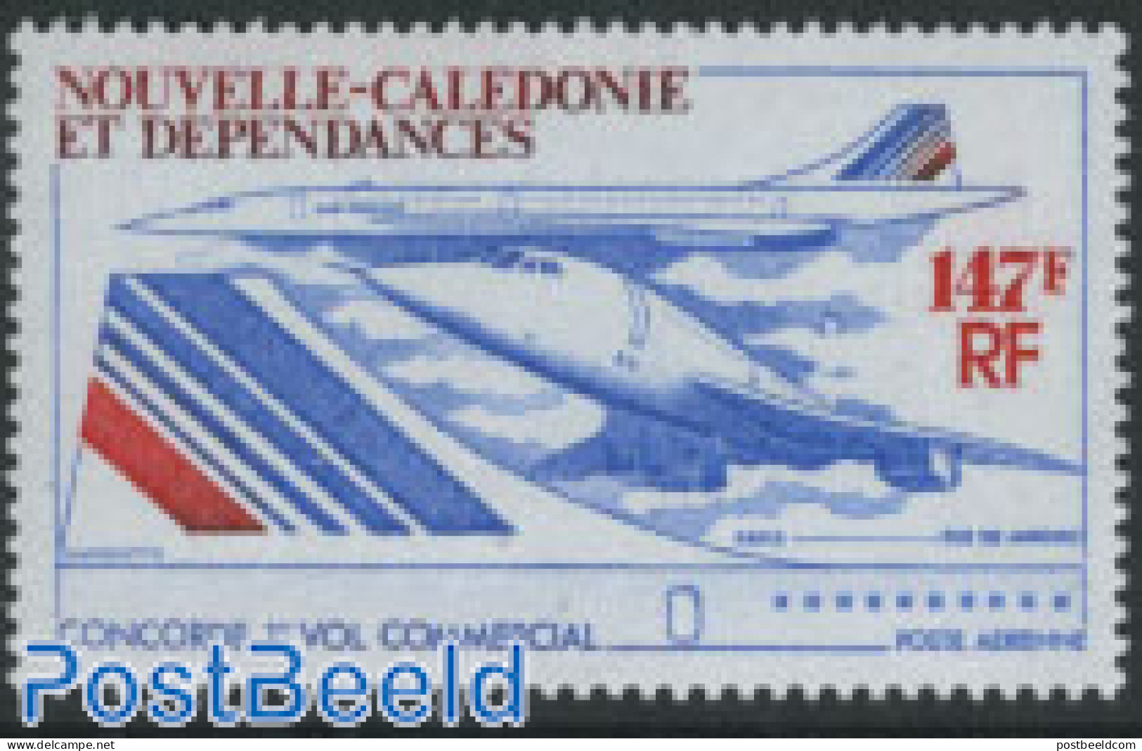 New Caledonia 1976 Concorde Flight 1v, Mint NH, Transport - Concorde - Aircraft & Aviation - Nuevos
