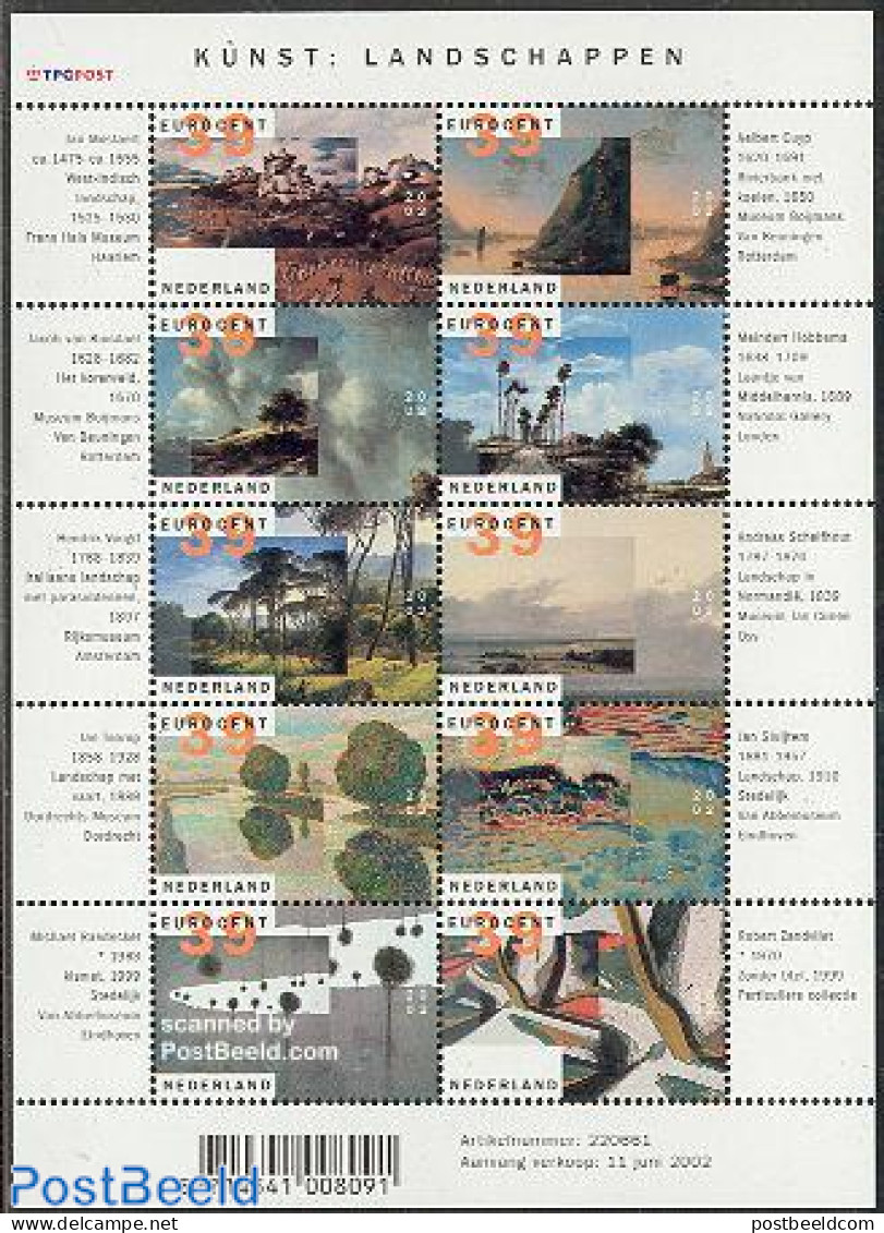 Netherlands 2002 Landscape Paintings 10v M/s, Mint NH, Art - Modern Art (1850-present) - Paintings - Unused Stamps