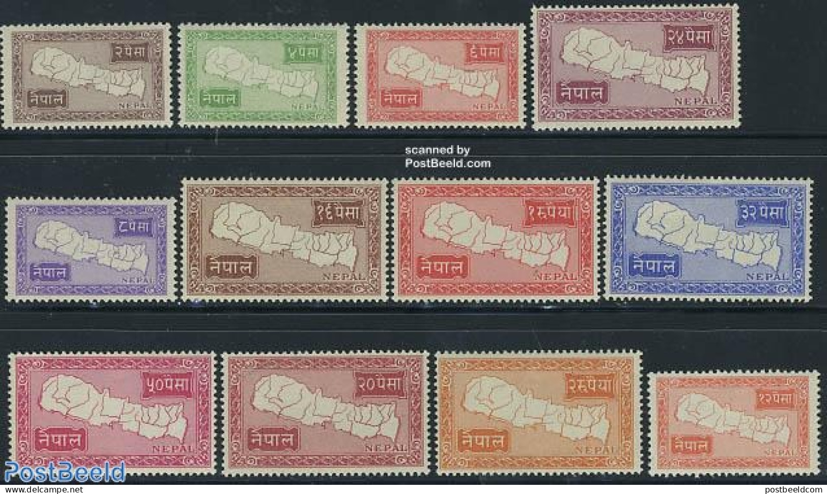 Nepal 1954 Maps 12v, Mint NH, Various - Maps - Geography