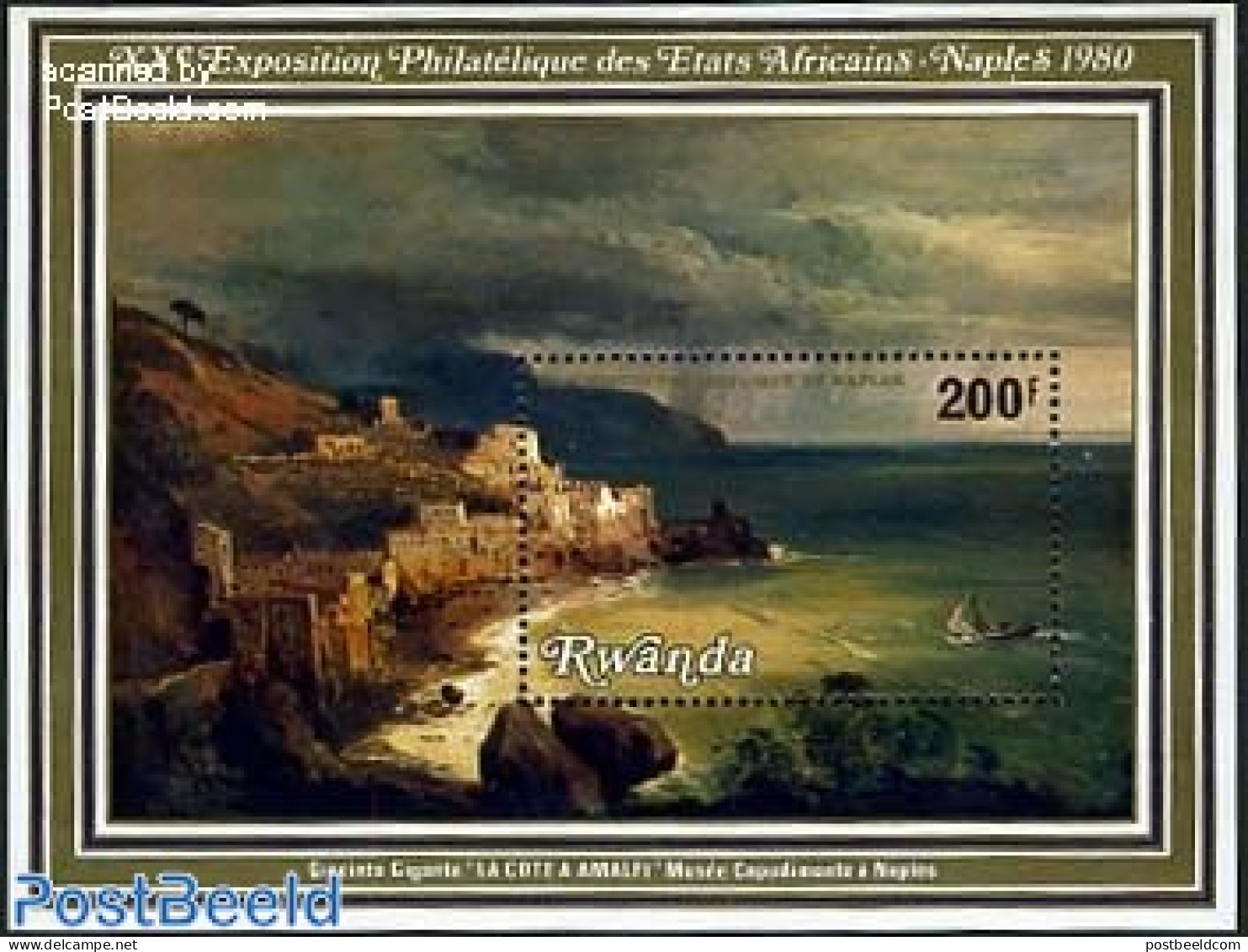 Rwanda 1980 Napels Expo S/s, Mint NH, Transport - Ships And Boats - Art - Paintings - Schiffe