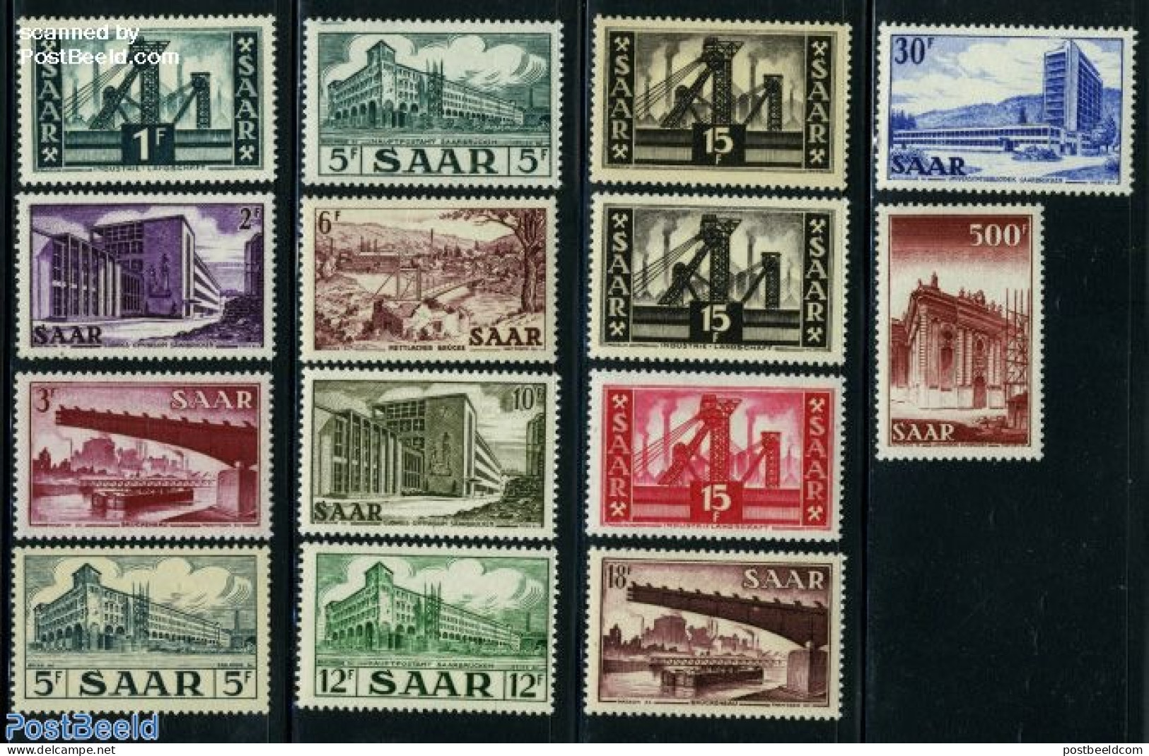 Germany, Saar 1952 Definitives 14v, Mint NH, Religion - Science - Transport - Churches, Temples, Mosques, Synagogues -.. - Kerken En Kathedralen