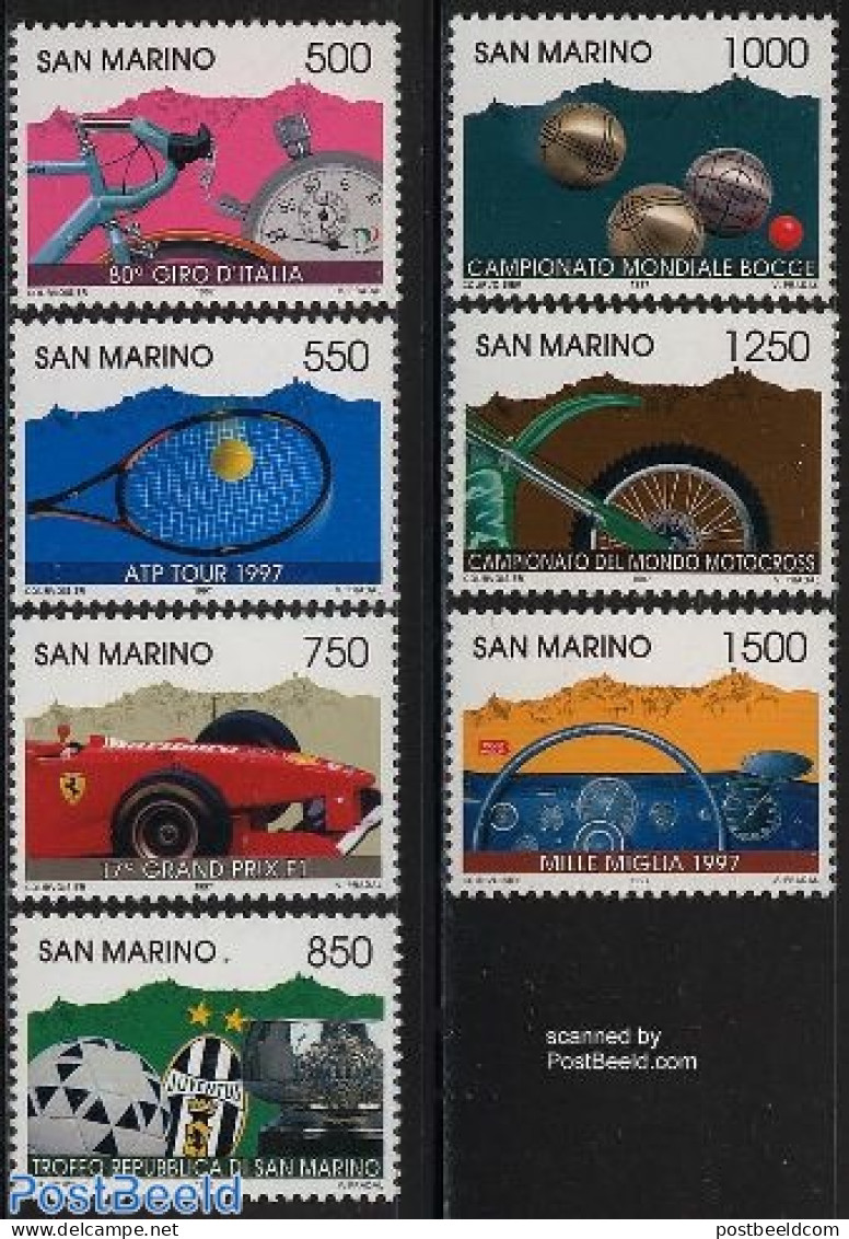 San Marino 1997 Sports 7v, Mint NH, Sport - Transport - Autosports - Cycling - Football - Sport (other And Mixed) - Te.. - Neufs