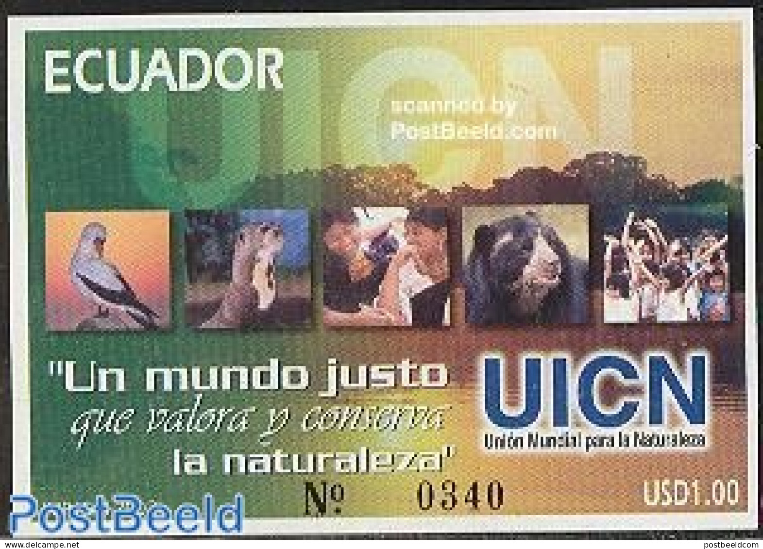 Ecuador 2002 UICN Nature Conservation S/s, Mint NH, Nature - Animals (others & Mixed) - Bears - Birds - Environment - Protection De L'environnement & Climat