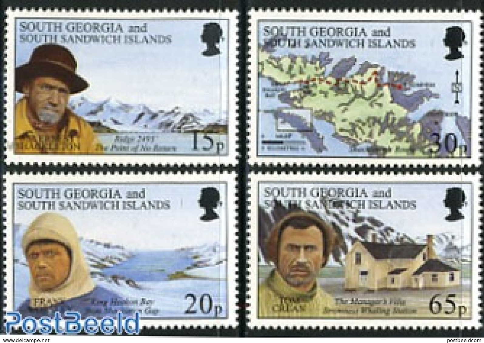 South Georgia / Falklands Dep. 1996 Sir Ernest Shackleton 4v, Mint NH, History - Various - Explorers - Maps - Onderzoekers