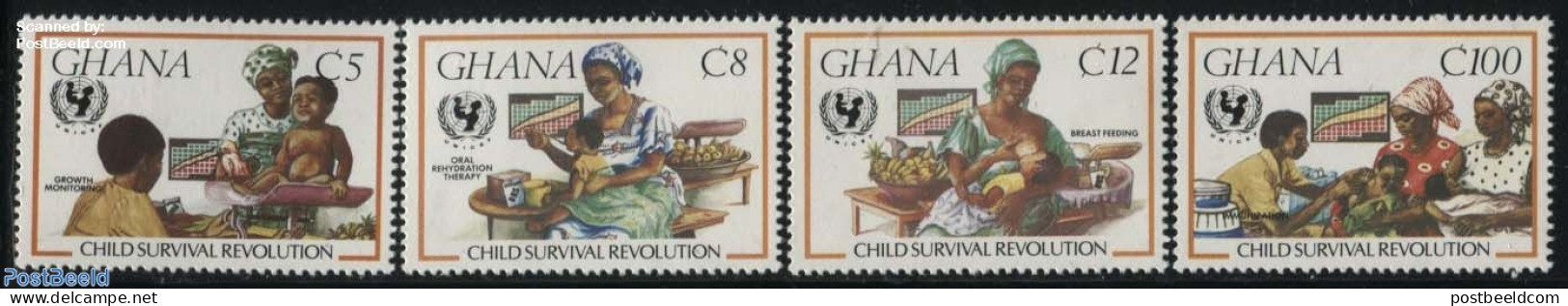 Ghana 1985 Children Health 4v, Mint NH, Health - History - Health - Unicef - Other & Unclassified