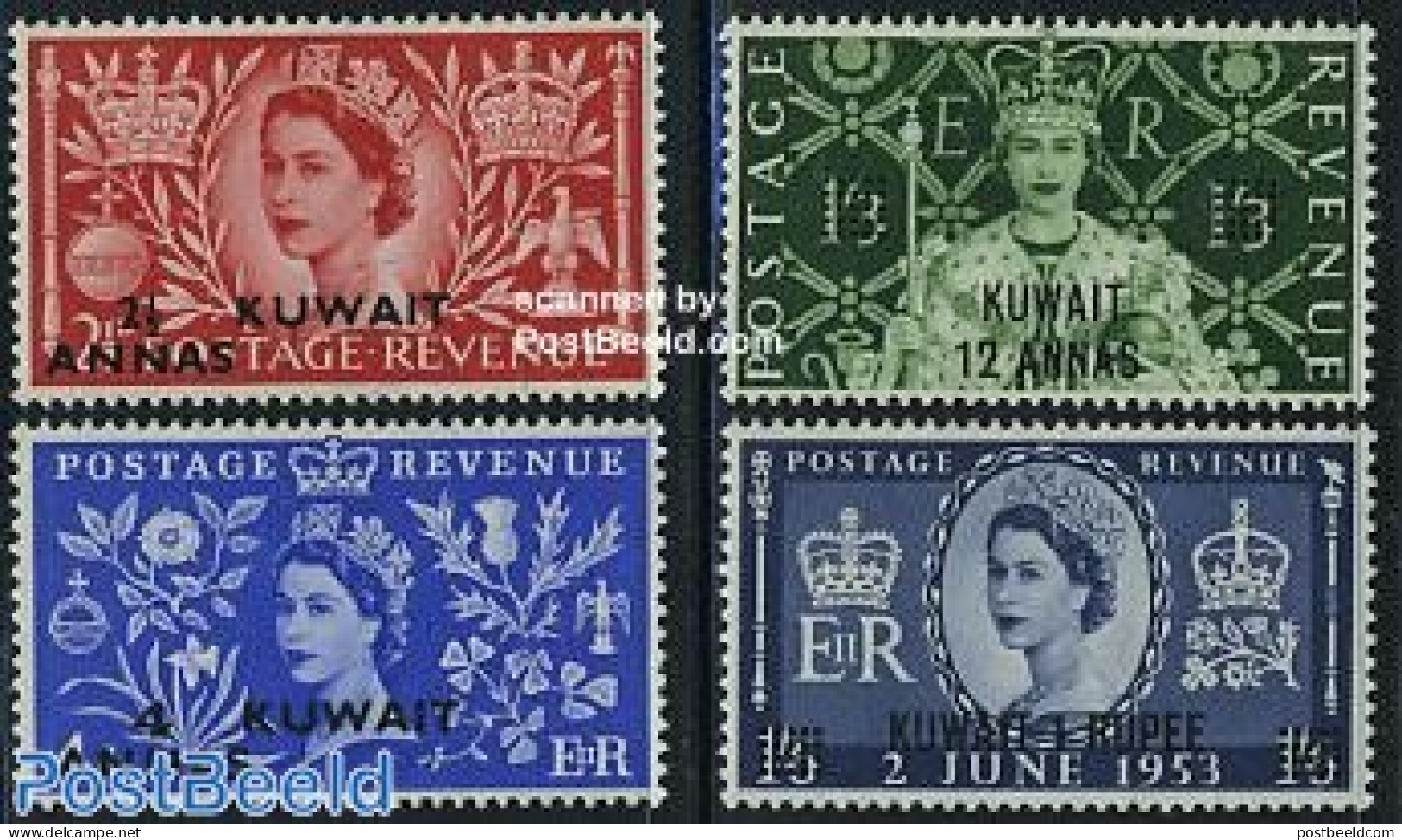 Kuwait 1953 Coronation 4v, Mint NH, History - Kings & Queens (Royalty) - Royalties, Royals