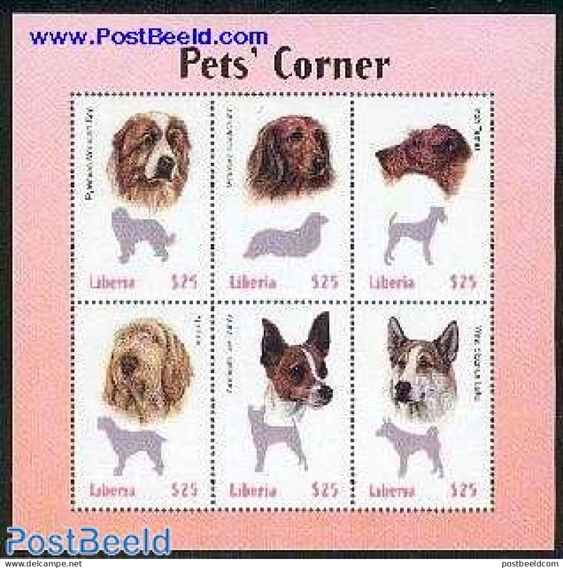 Liberia 1999 DOGS 6V IN M/S, Mint NH, Nature - Dogs - Other & Unclassified