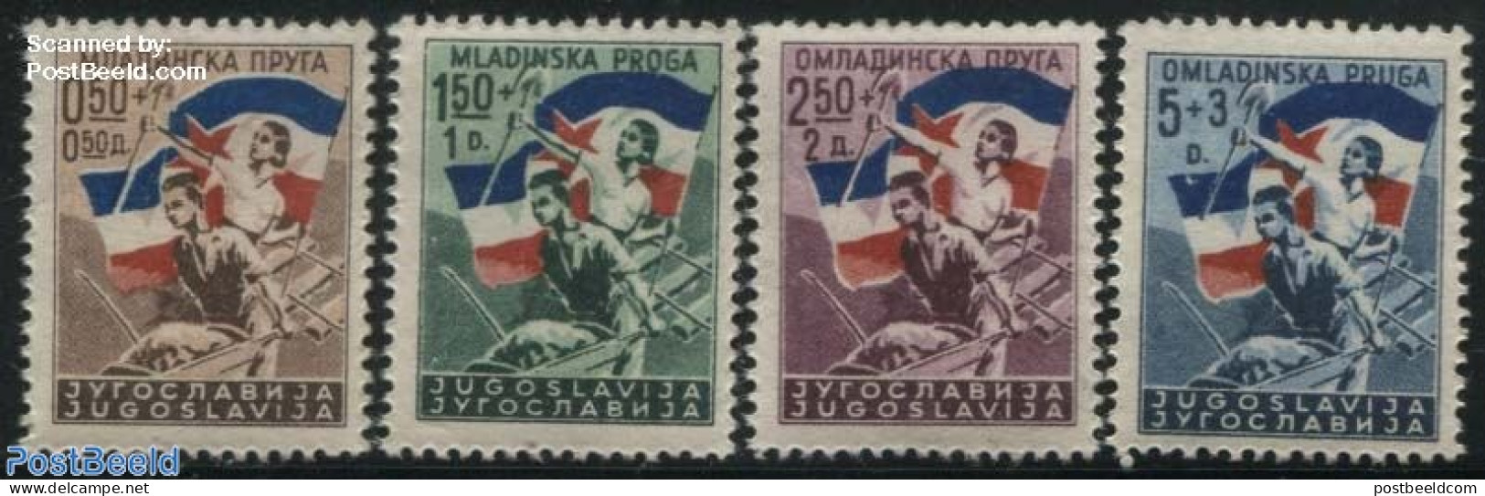 Yugoslavia 1946 Volunteer Railway Construction 4v, Mint NH, Transport - Railways - Unused Stamps