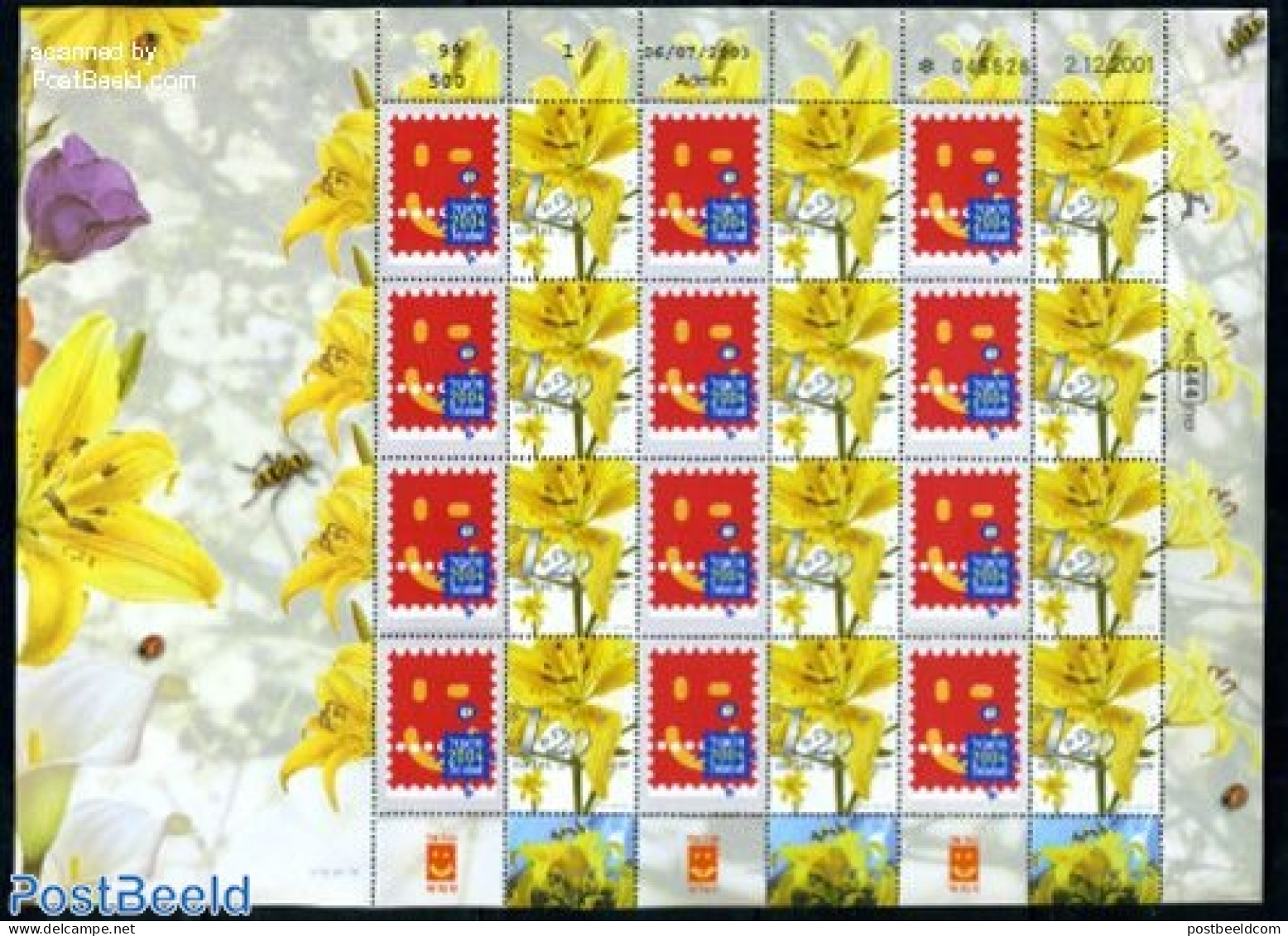 Israel 2002 Personal Stamps M/s, Mint NH, Nature - Flowers & Plants - Ongebruikt (met Tabs)