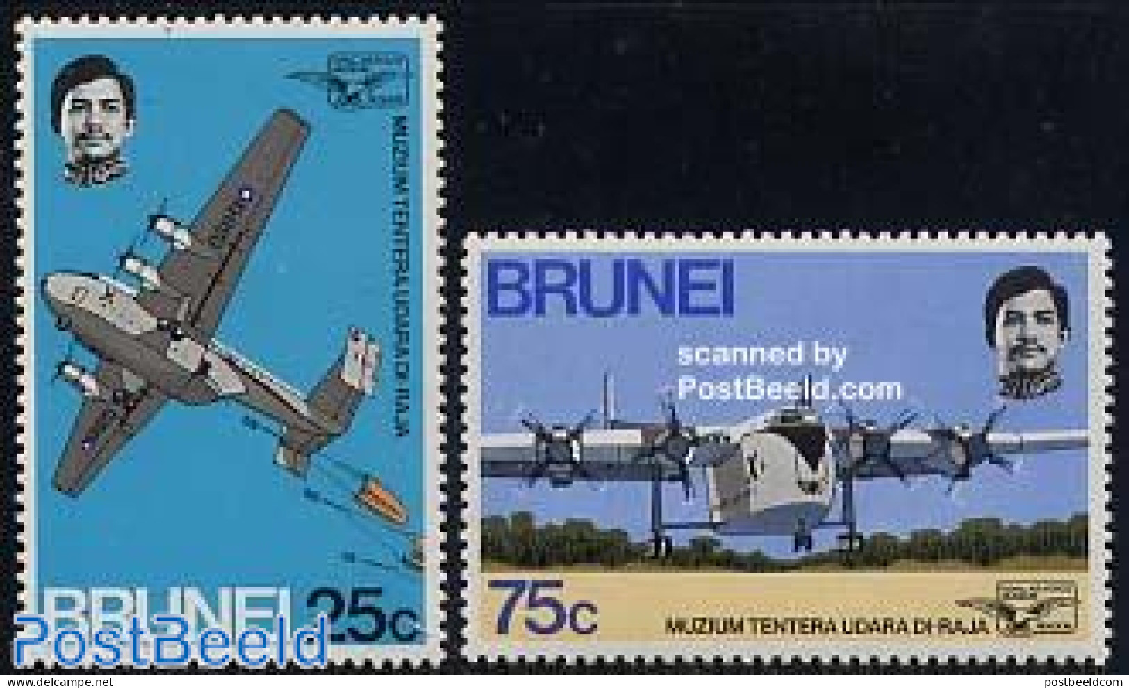 Brunei 1972 Royal Airforce Museum 2v, Mint NH, Transport - Aircraft & Aviation - Art - Museums - Vliegtuigen