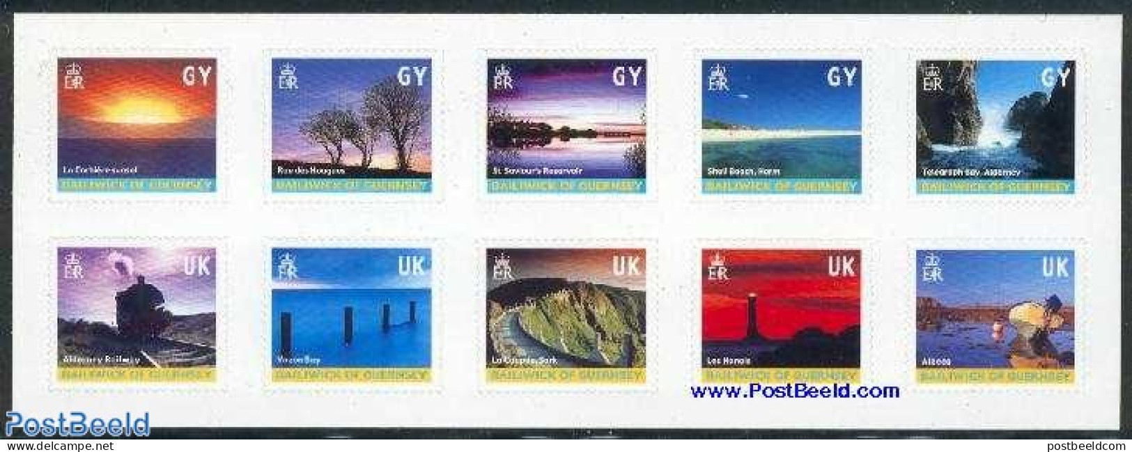 Guernsey 2001 Island Colours 10v S-a, Mint NH, Nature - Transport - Various - Trees & Forests - Railways - Ships And B.. - Rotary, Club Leones