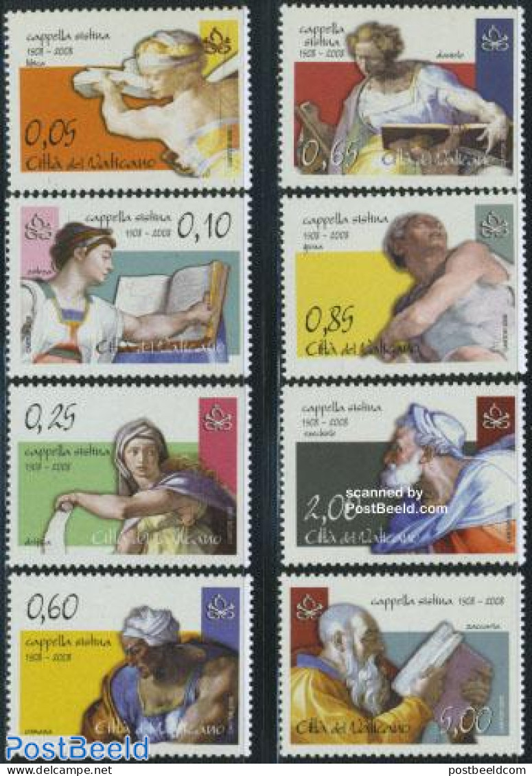 Vatican 2008 Sixtine Chapell 8v, Mint NH, Art - Michelangelo - Paintings - Unused Stamps