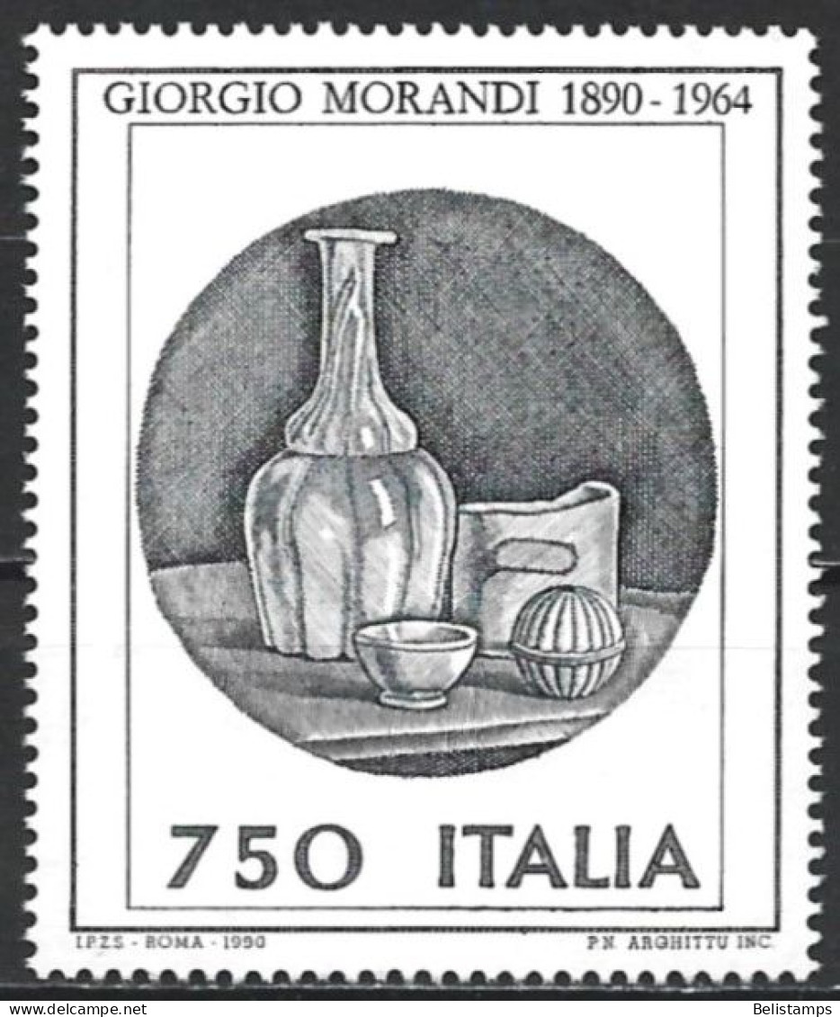 Italy 1990. Scott #1820 (U) Still Life, By Giorgio Morandi (1980-1964) - 1981-90: Afgestempeld