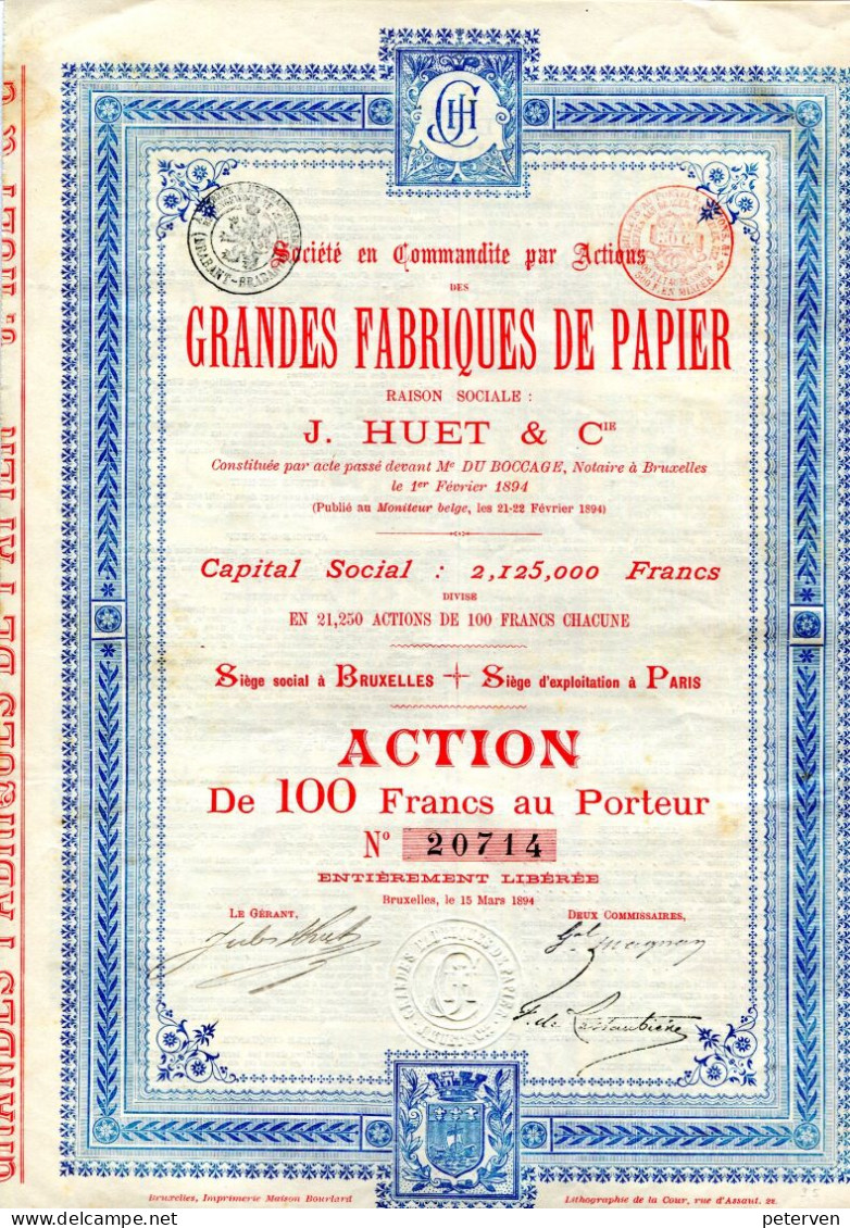 GRANDES FABRIQUES De PAPIER - J. HUET & Compagnie - Industry