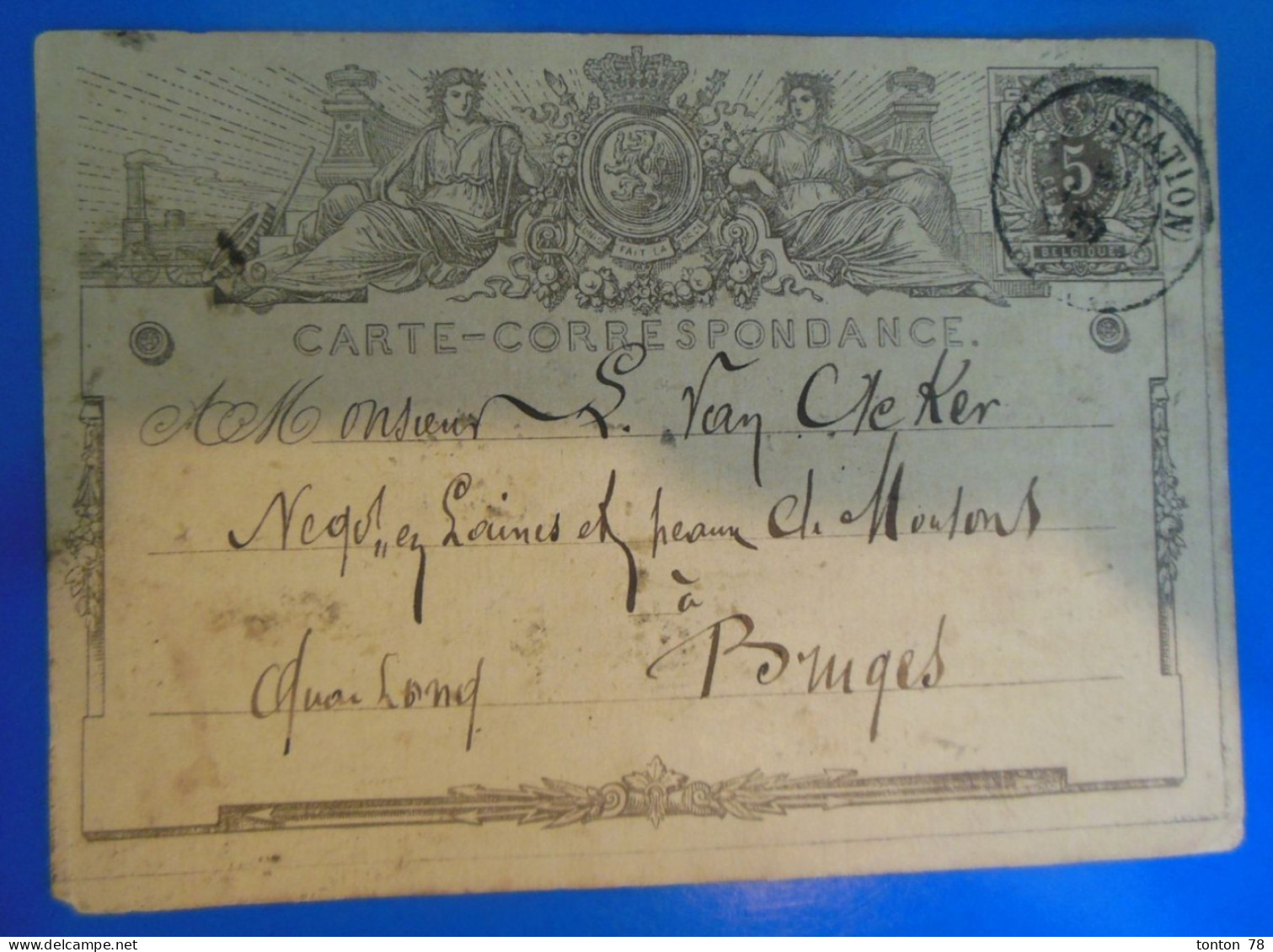 ENTIER POSTAL SUR CARTE CORRESPONDANCE     -   BELGIQUE  -  RECTO VERSO - Cartas-Letras