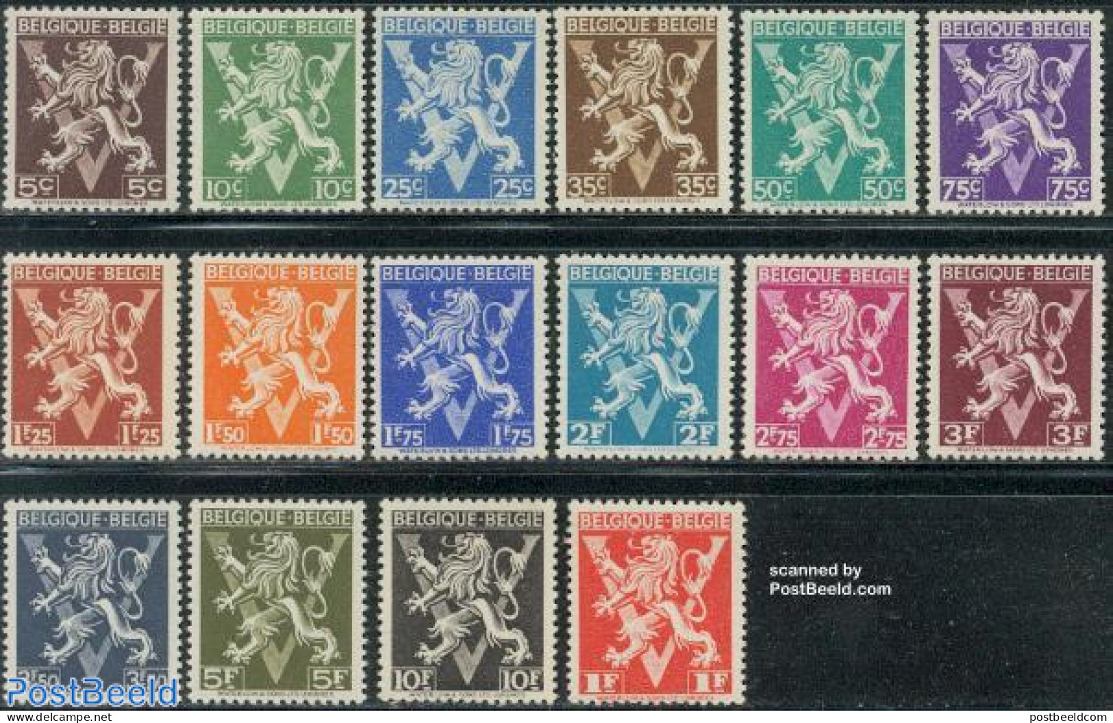 Belgium 1944 Liberation 16v     (BELGIQUE-BELGIE), Mint NH, History - Coat Of Arms - World War II - Unused Stamps