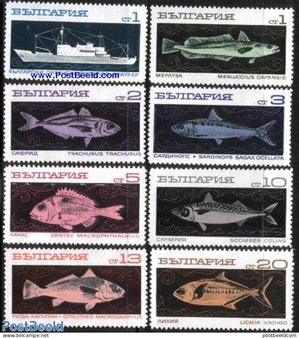 Bulgaria 1969 Sea Fishing 8v, Mint NH, Nature - Transport - Fish - Fishing - Ships And Boats - Nuovi