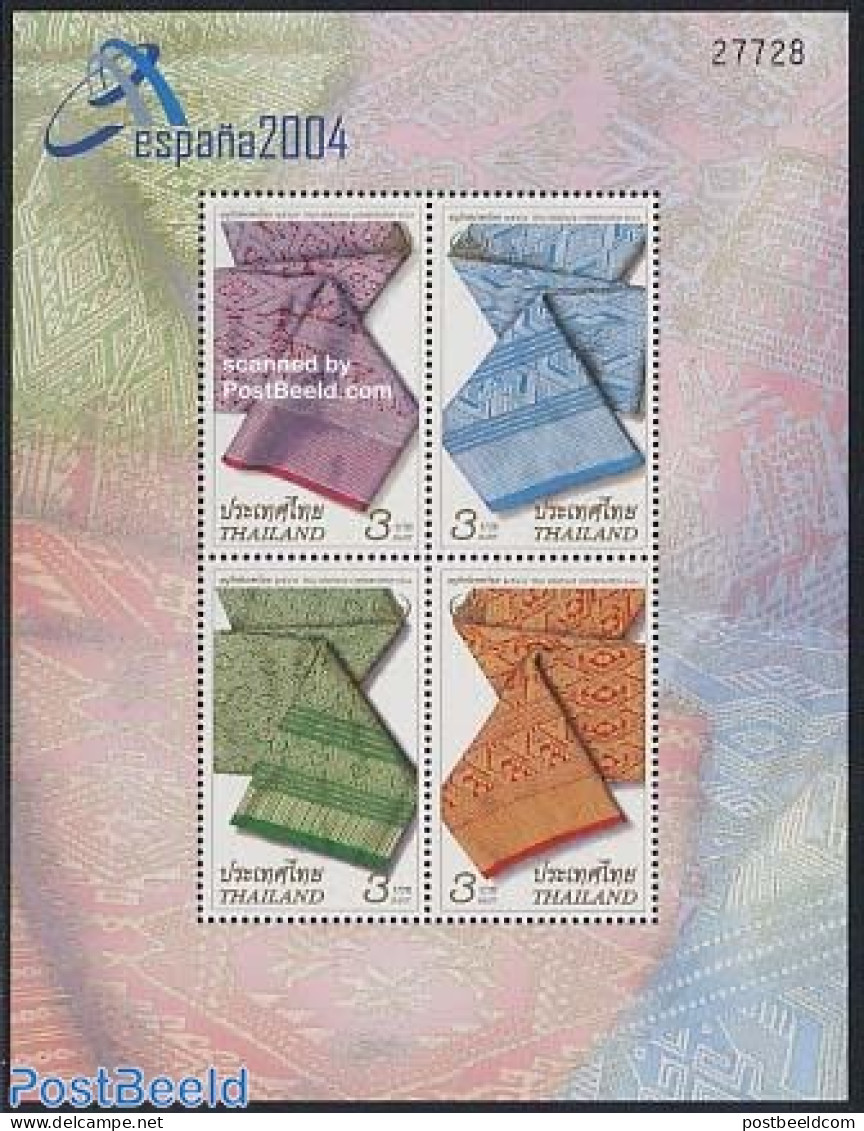 Thailand 2004 Espana 2004, Textile S/s, Mint NH, Various - Philately - Textiles - Art - Handicrafts - Textil